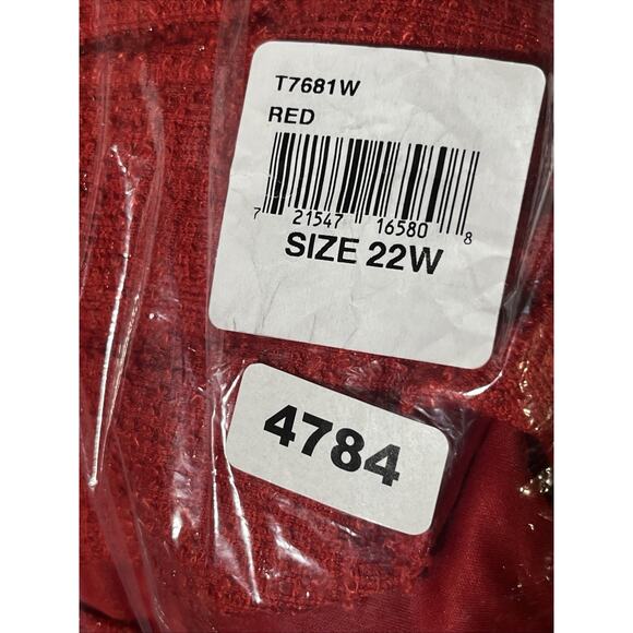 London Times Boucle Sheath Dress 22 W Red Sparkle Tweed Holiday Tweed Classic - Picture 11 of 11